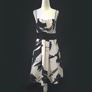 Black & Off White Spaghetti Strap Cocktail Dress